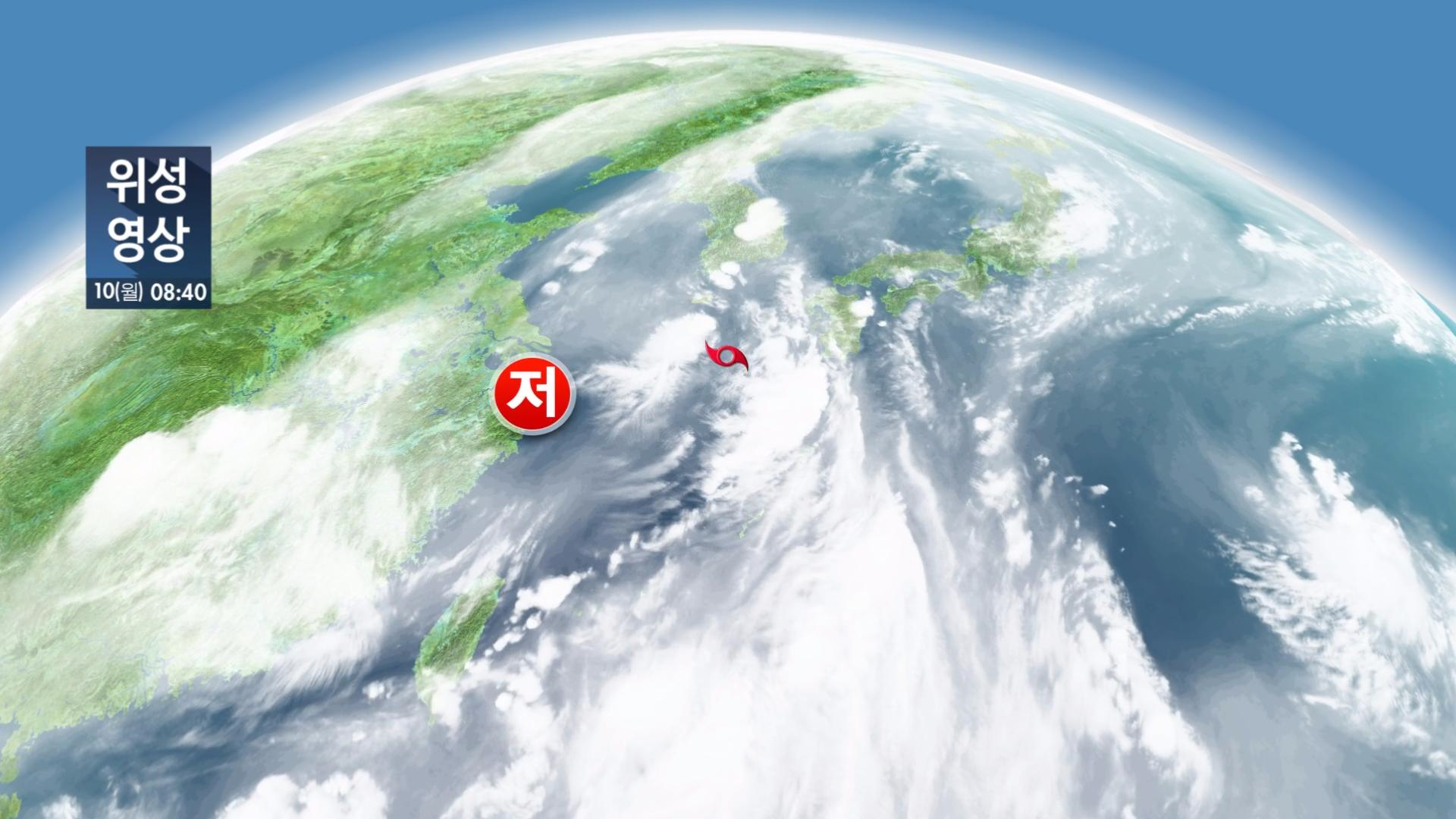 제5호 태풍 ‘장미’ 위성 영상(10일 오전 8시 40분), 태풍 좌측에 저기압이 발달해 있다