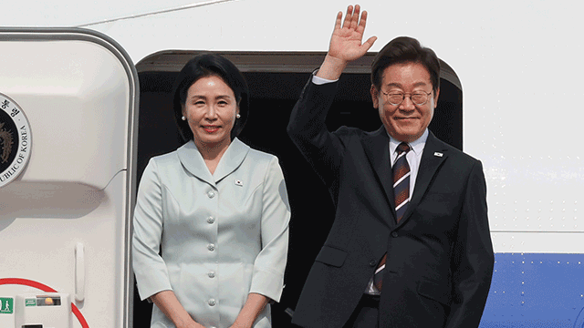 이 대통령, G7 참석 위해 출국…외교 무대 데뷔
