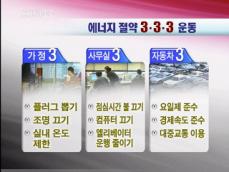 에너지 절약, ‘333운동’ 생활화 