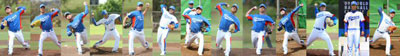 제2회 월드베이스볼클래식(WBC)에 출전할 야구대표팀이 23일 최종 엔트리 28명을 확정했다. 왼쪽부터 투수 류현진(한화), 김광현(SK), 이승호(SK), 정대현(SK), 봉중근(LG), 손민한(롯데), 윤석민(KIA), 정현욱(삼성), 오승환(삼성), 장원삼(히어로즈), 황두성(히어로즈), 임창용(야쿠르트), 이재우(두산). 