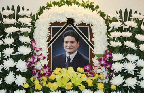 4일  ‘아시아의 물개’ 故 조오련의 빈소가 마련된 전남 해남군 국제장례식장에 영정 사진이 놓여 있다. 