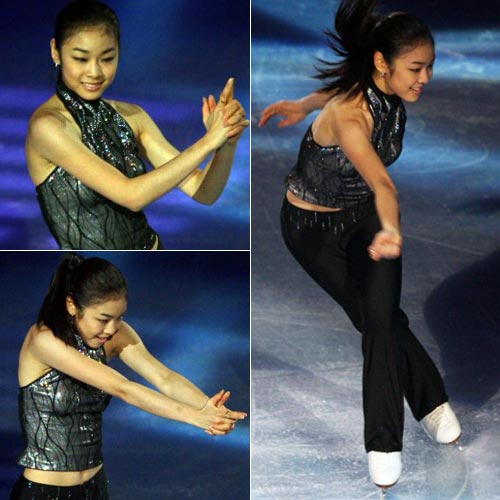 18일 밤(한국시간) 프랑스 파리 팔레 옴니스포르 드 파리-베르시 빙상장에서 열린 2009-2010 국제빙상경기연맹(ISU) 피겨 시니어 그랑프리 1차 대회갈라쇼에서 김연아가 환상적인 연기를 선보이고 있다. 김연아는 여자 싱글 역대 최고점인 210.03점으로 우승을 차지했다. 
